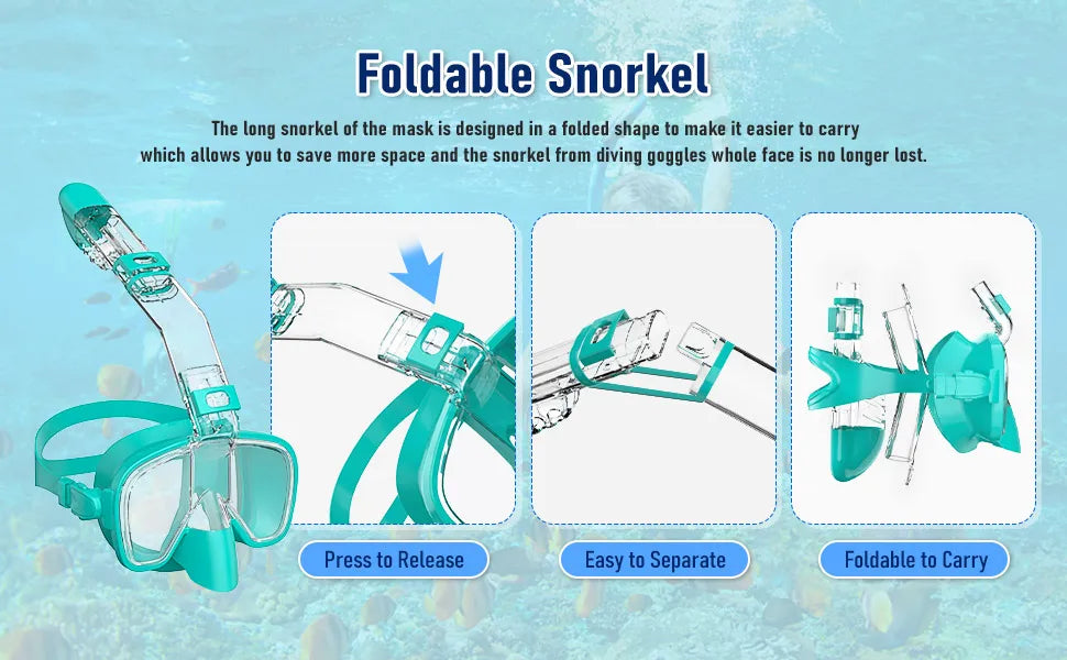 Half Face Snorkeling Mask Set Anti-Fog Scuba Diving Swimming Mask for Adults