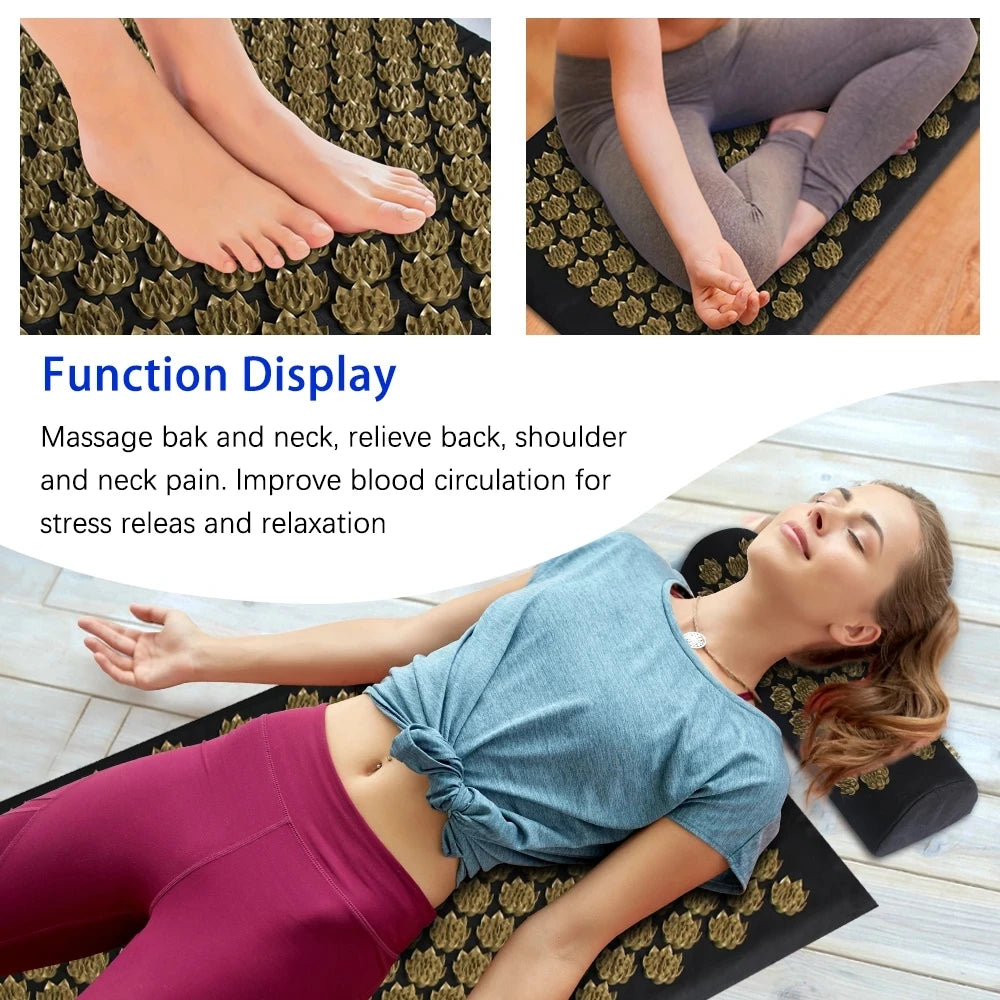 Lotus Spike Acupressure Massage Mat Set – Neck, Back & Foot Relaxation Mats