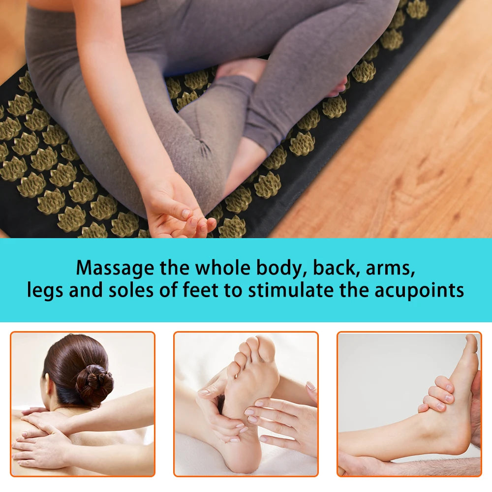 Lotus Spike Acupressure Massage Mat Set – Neck, Back & Foot Relaxation Mats