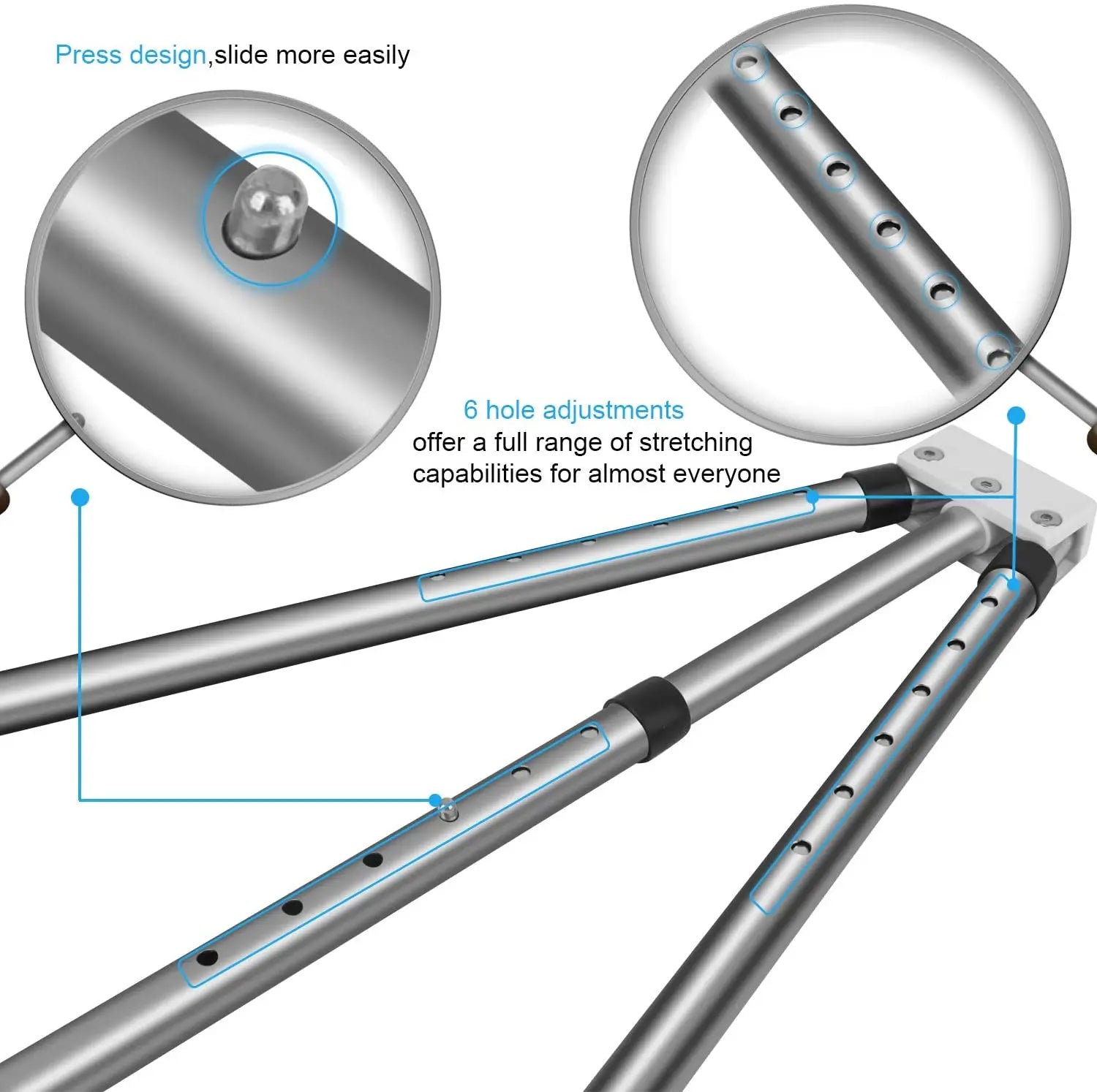 3 Bar Adjustable Leg Stretcher – Stainless Steel Split Stretching Machine with 9 Hole Adjustment