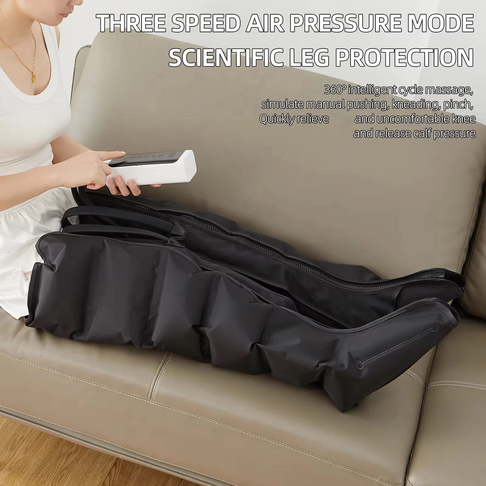 Professional Airwave Massage Gun Grade Compression Leg Massager with Cotton Sleeve No Battery Ideal for Post-Exercise Relaxation