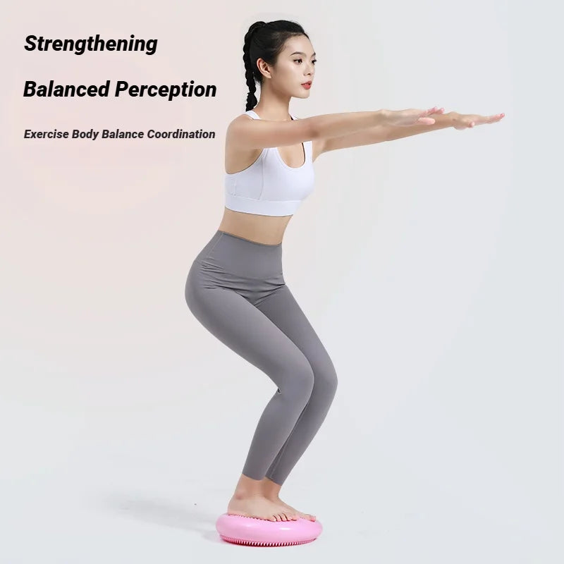 Grey Inflatable Balance Cushion – Thickened Anti-Slip Yoga & Workout Stability Pad