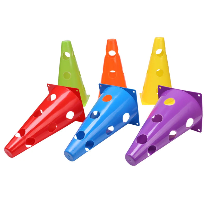 18PCS Football Agility Training Cones – Durable Sports Marker Cones with Holes