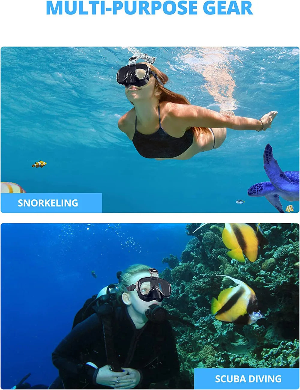Half Face Snorkeling Mask Set - Anti-Fog Scuba Diving Swimming Mask for Adults