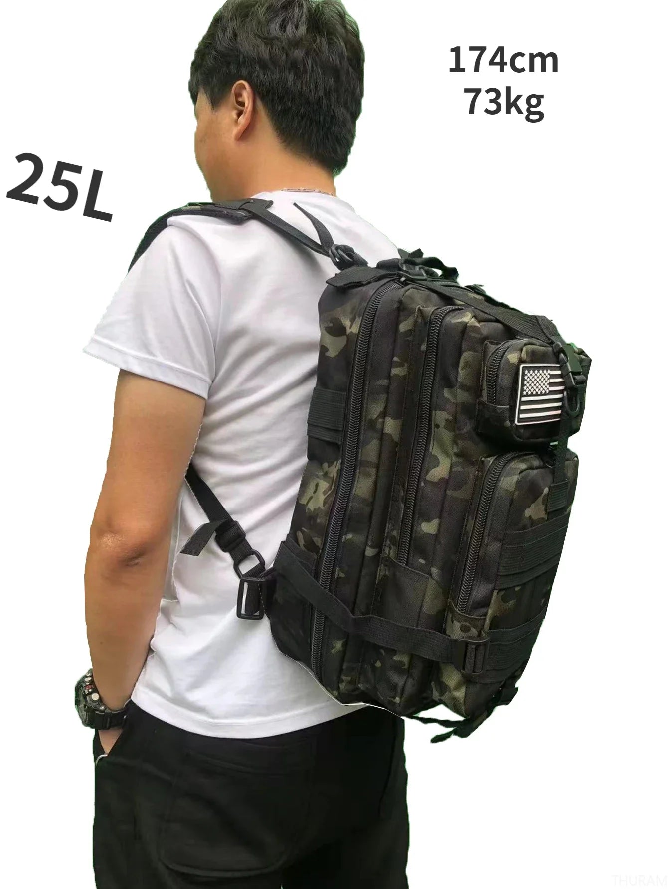50L Camo Black Outdoor Backpack – Waterproof Hiking & Camping Rucksack