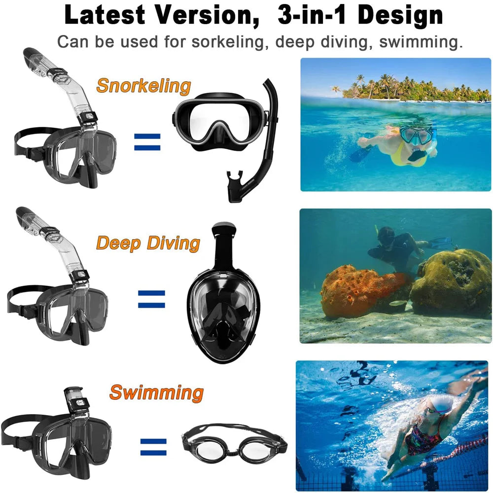 Half Face Snorkeling Mask Set Anti-Fog Scuba Diving Swimming Mask for Adults