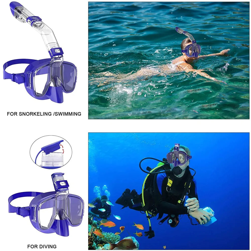 Half Face Snorkeling Mask Set Anti-Fog Scuba Diving Swimming Mask for Adults