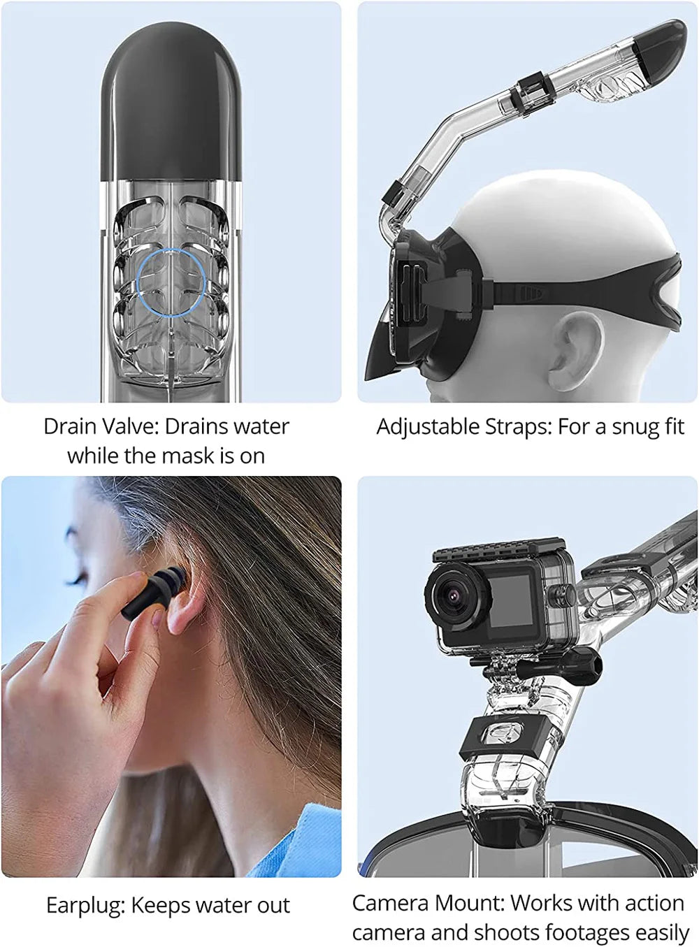 Half Face Snorkeling Mask Set Anti-Fog Scuba Diving Swimming Mask for Adults