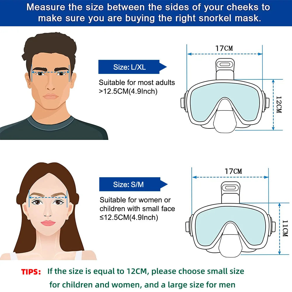 Half Face Snorkeling Mask Set Anti-Fog Scuba Diving Swimming Mask for Adults