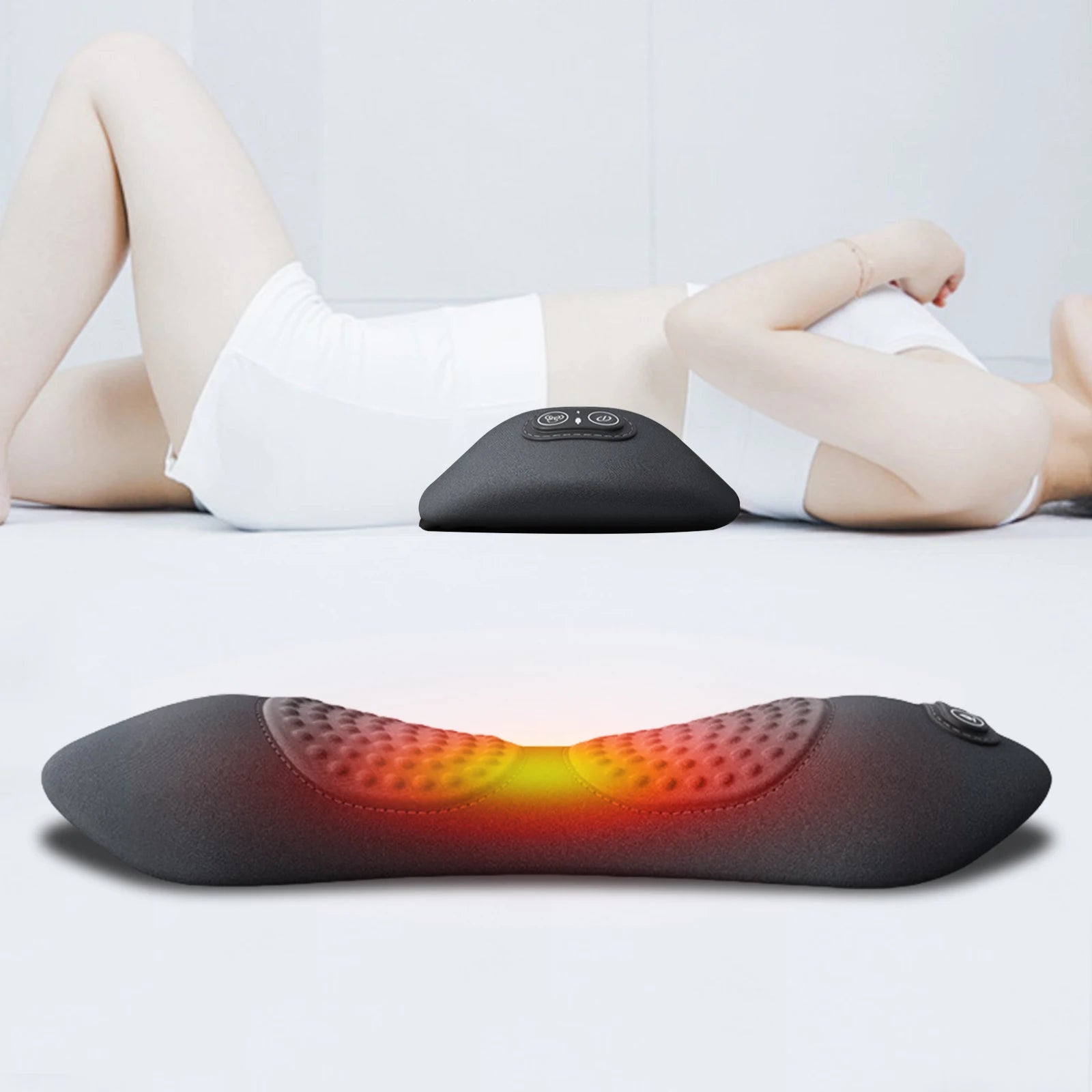 3-in-1 Electric Lumbar Support Pillow with Adjustable Height Back Massager