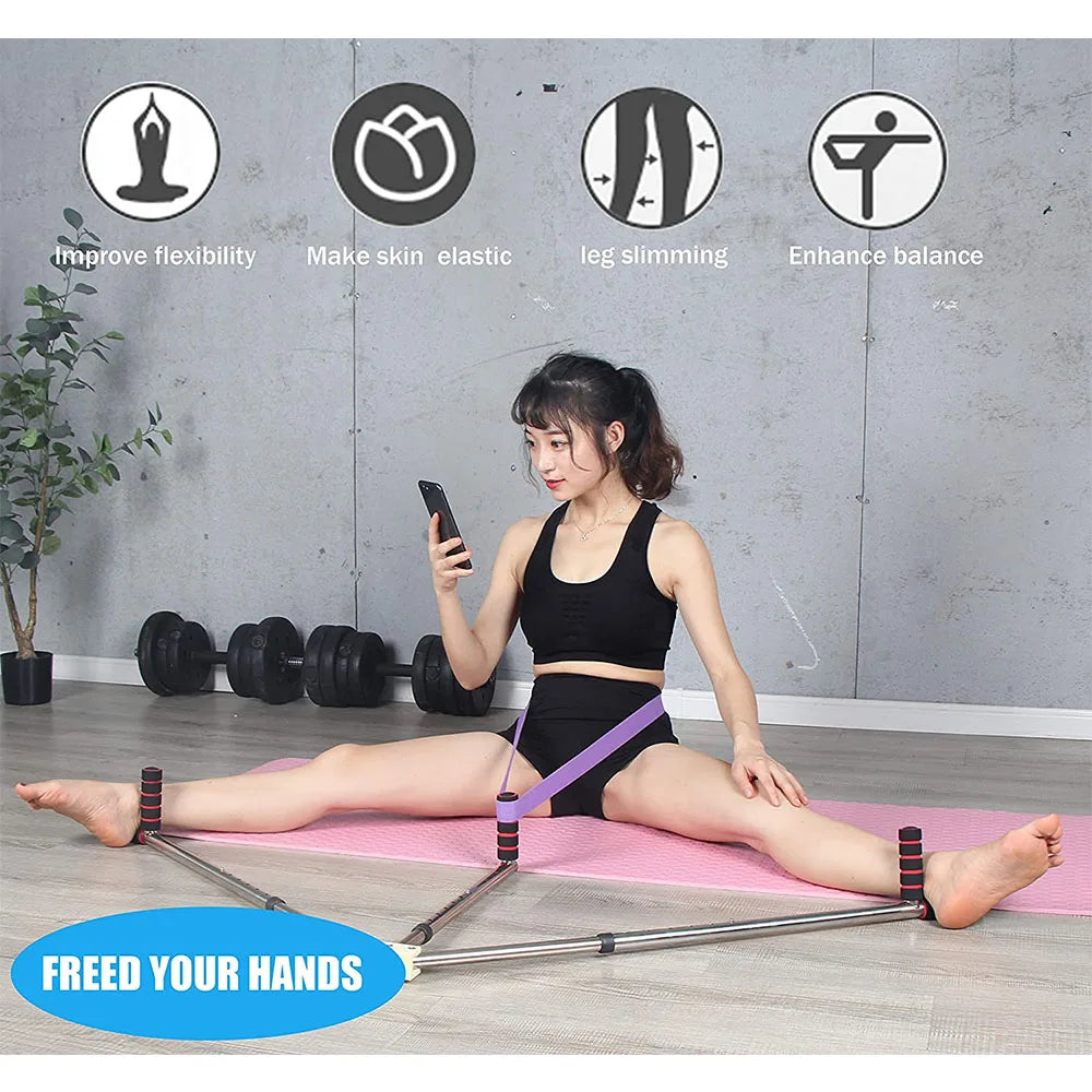 3 Bar Adjustable Leg Stretcher – Stainless Steel Split Stretching Machine with 6 Hole Adjustment