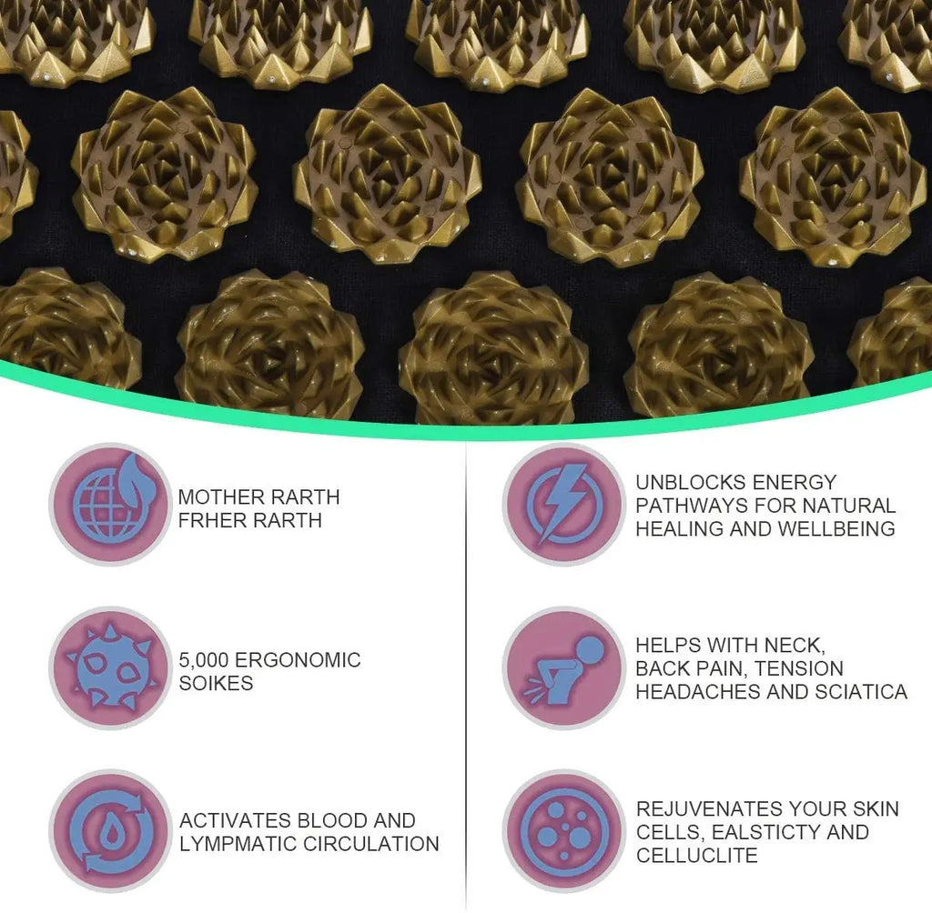 Lotus Spike Acupressure Massage Mat Set – Neck, Back & Foot Relaxation Mats