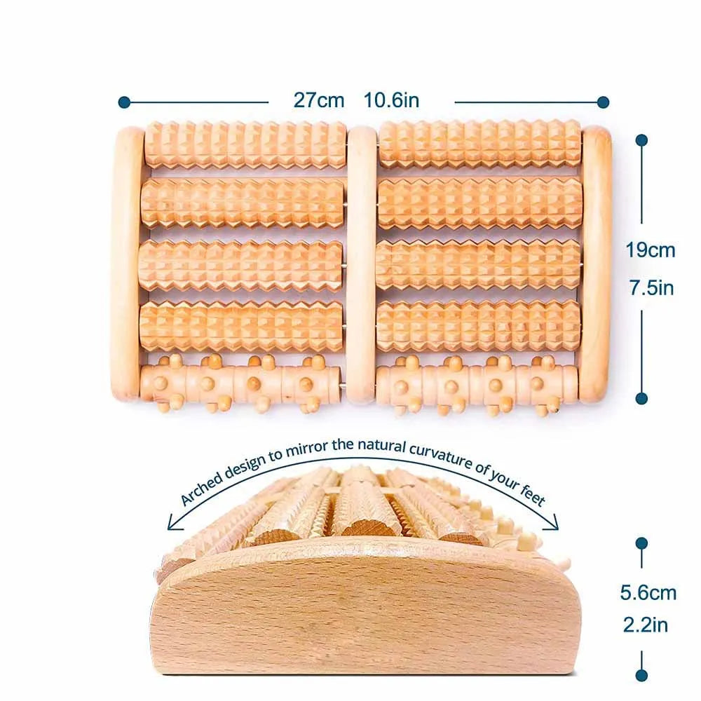 Colorful Wooden Foot Massager Roller – Manual Reflexology Massage Tool