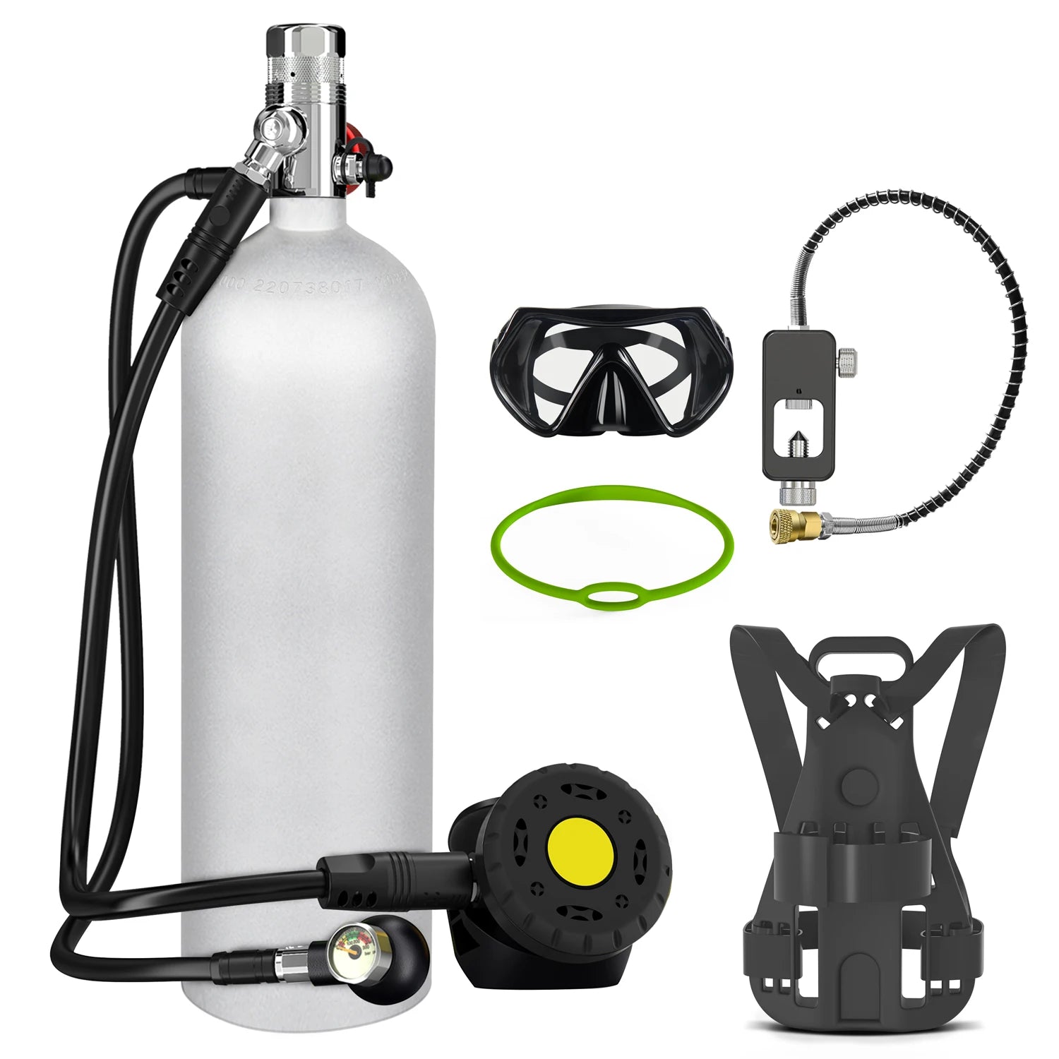Portable 4L High-Pressure Aluminum Oxygen Tank with Backpack – Mini Scuba Cylinder for Diving & Swimming