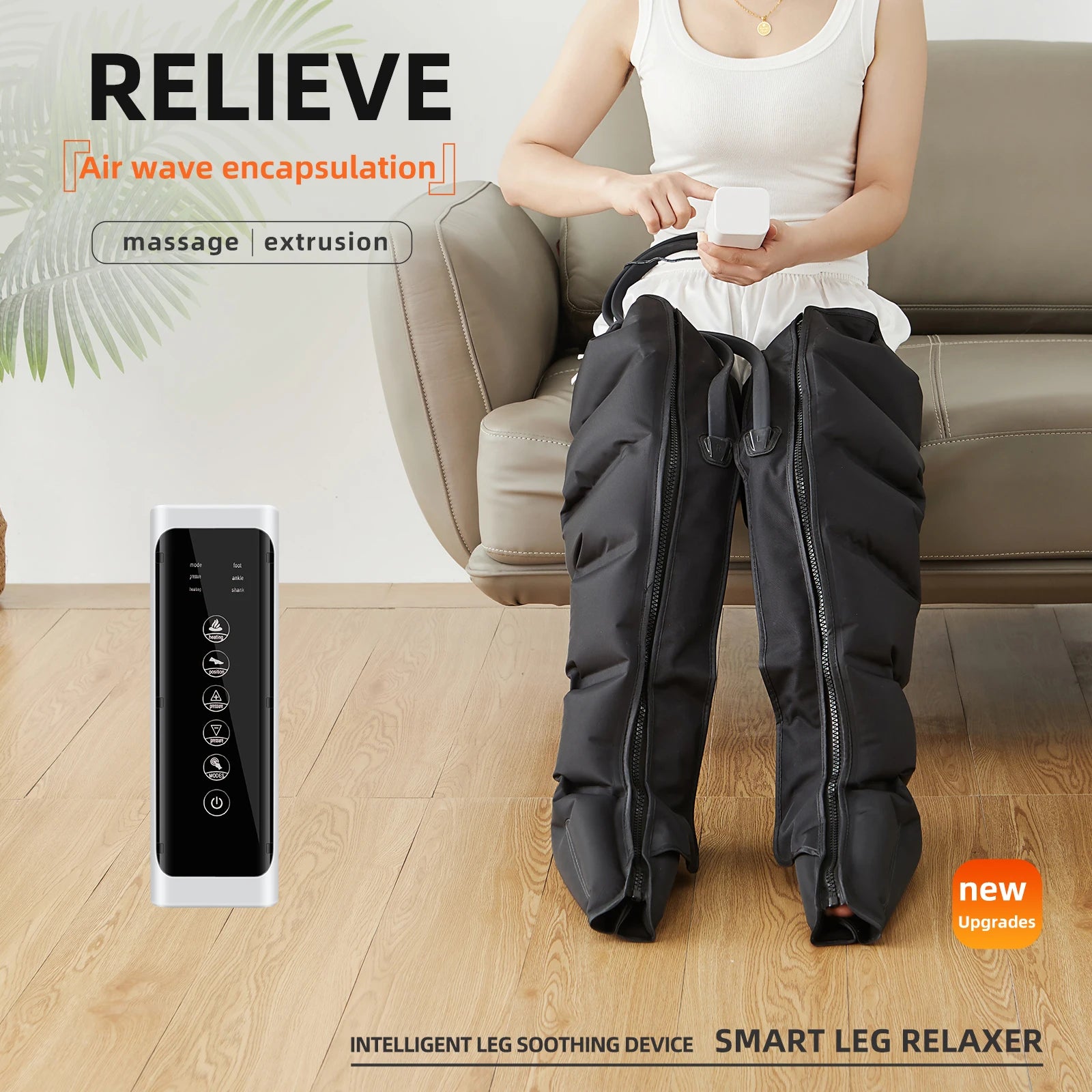 Professional Airwave Massage Gun Grade Compression Leg Massager with Cotton Sleeve No Battery Ideal for Post-Exercise Relaxation